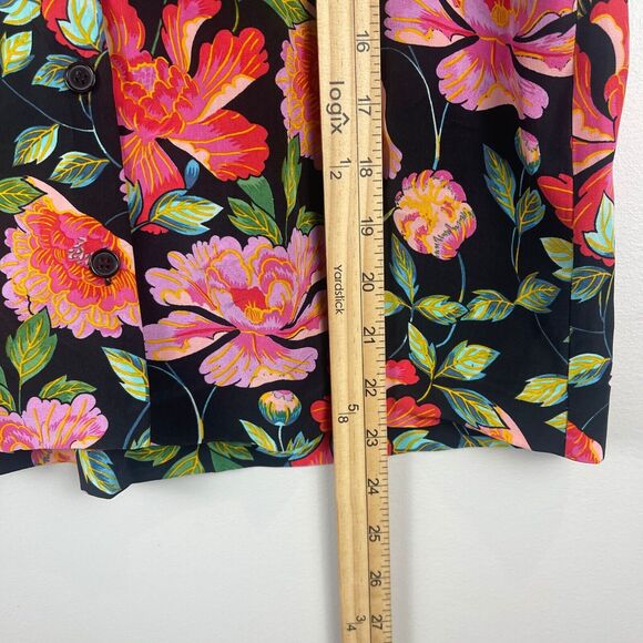& Other Stories Paris Atelier Top Womens 4 Black Peony Print Short Sleeve Bloom - Picture 8 of 8